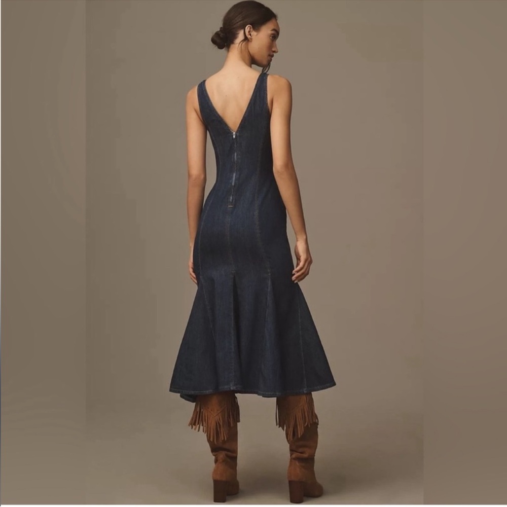 Reformation Serafina Denim Midi Dress NWT - Picture 7 of 11
